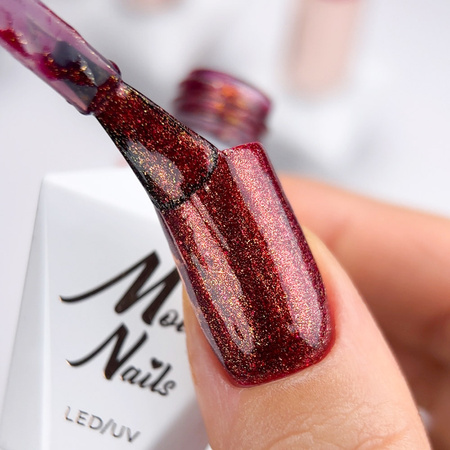 Гібридний лак LED/UV Gel Polish La Vie en Rouge № 323 Glow & Passion MollyNails без HEMA/Di-HEMA, 8 г + набір блискіток БЕЗКОШТОВНО