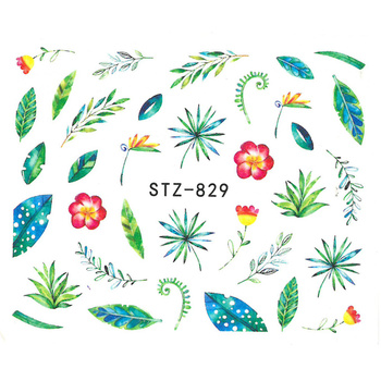 STZ-829 Water-Slide Nail Stickers (Plants)