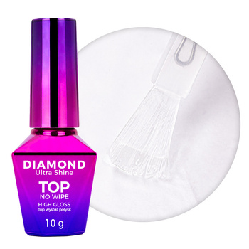 Top wysoki połysk bez przemywania Diamond Ultra Shine top no wipe high gloss MollyNails HEMA/Di-HEMA Free clear 10g