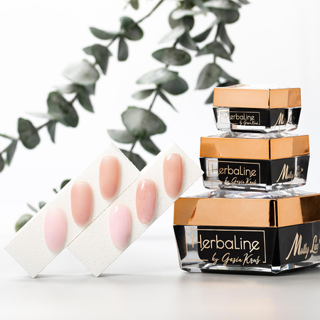 HEMA/Di-HEMA Free nail builder gel with tea tree oil MollyLac HerbaLine Shiny Flakes by Gosia Kruś 5g