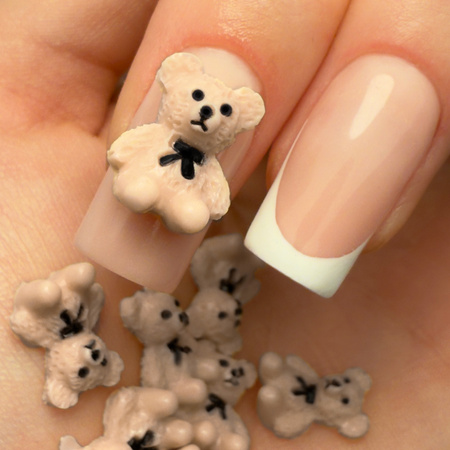 Molly Nails 3D brown teddy bear nail decorations, 20 pieces