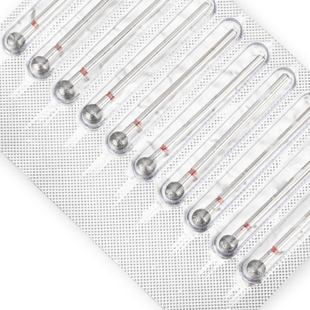 Set of diamond ball cutters, 5 mm, red, delicate, 10 pcs