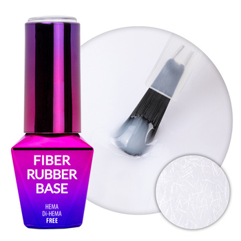 Каучукова основа з волокнами для манікюру та педикюру 2-в-1 Fiber Rubber Base MollyLac Milky без HEMA/Di-HEMA, 10 г
