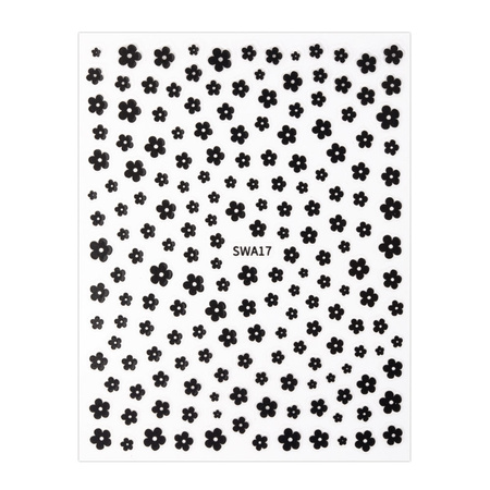 Dünne, selbstklebende Nagelsticker mit Blumenmotiv SWA17, schwarz