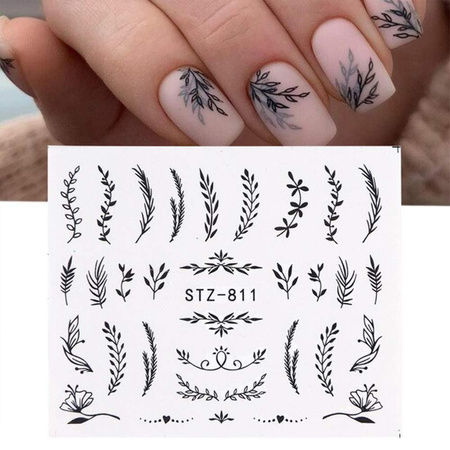 Wassertransfer-Nagelaufkleber mit Pflanzenmotiven STZ-811