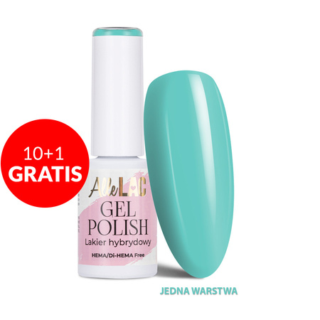 10 + 1 gratis. Esmalte híbrido LED/UV Gel Polish Blues Mint AlleLac sin HEMA/Di-HEMA, 6 g