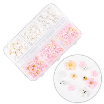 Box with acrylic flower decorations, mixed colors, approx. 180 pieces