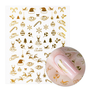 Thin self-adhesive Christmas nail stickers Molly Nails CB-149 gold