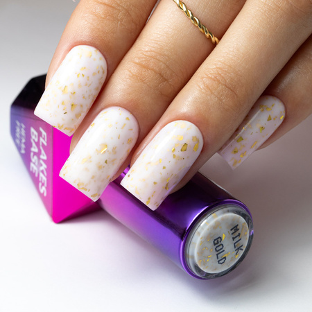 Mleczna baza kauczukowa ze złotymi płatkami Flakes Rubber Base Milk&Gold MollyLac HEMA/Di-HEMA Free 10 gram