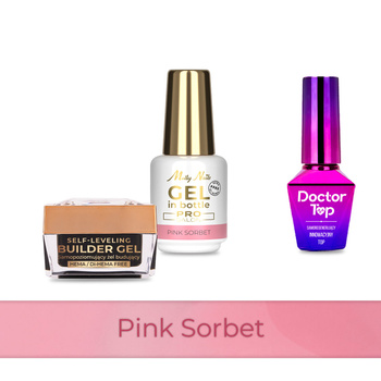 Molly Nails PRO MATCH SYSTEM 2+1 Pink Sorbet 2 gel modellanti + Doctor Top 10 g