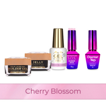 Molly Nails PRO MATCH SYSTEM 4+1 Cherry Blossom 3 gel modellanti + base + Doctor Top 10 g
