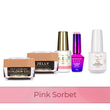PRO MATCH SYSTEM 4+1 Pink Sorbet: 3x żele: Jelly&SelfLeveling&Gel in bottle+Baza+Doctor Top 15g GRATIS