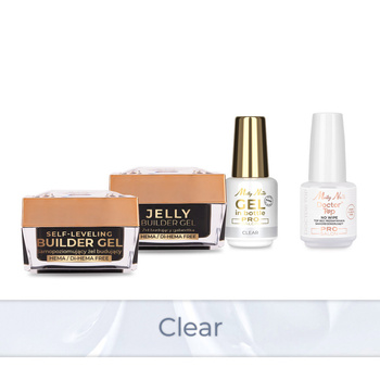 PRO MATCH SYSTEM 3+1 Clear: 3 гелі LED/UV: Jelly&SelfLeveling;&Gel; у флаконі + Doctor Top 15 г БЕЗКОШТОВНО